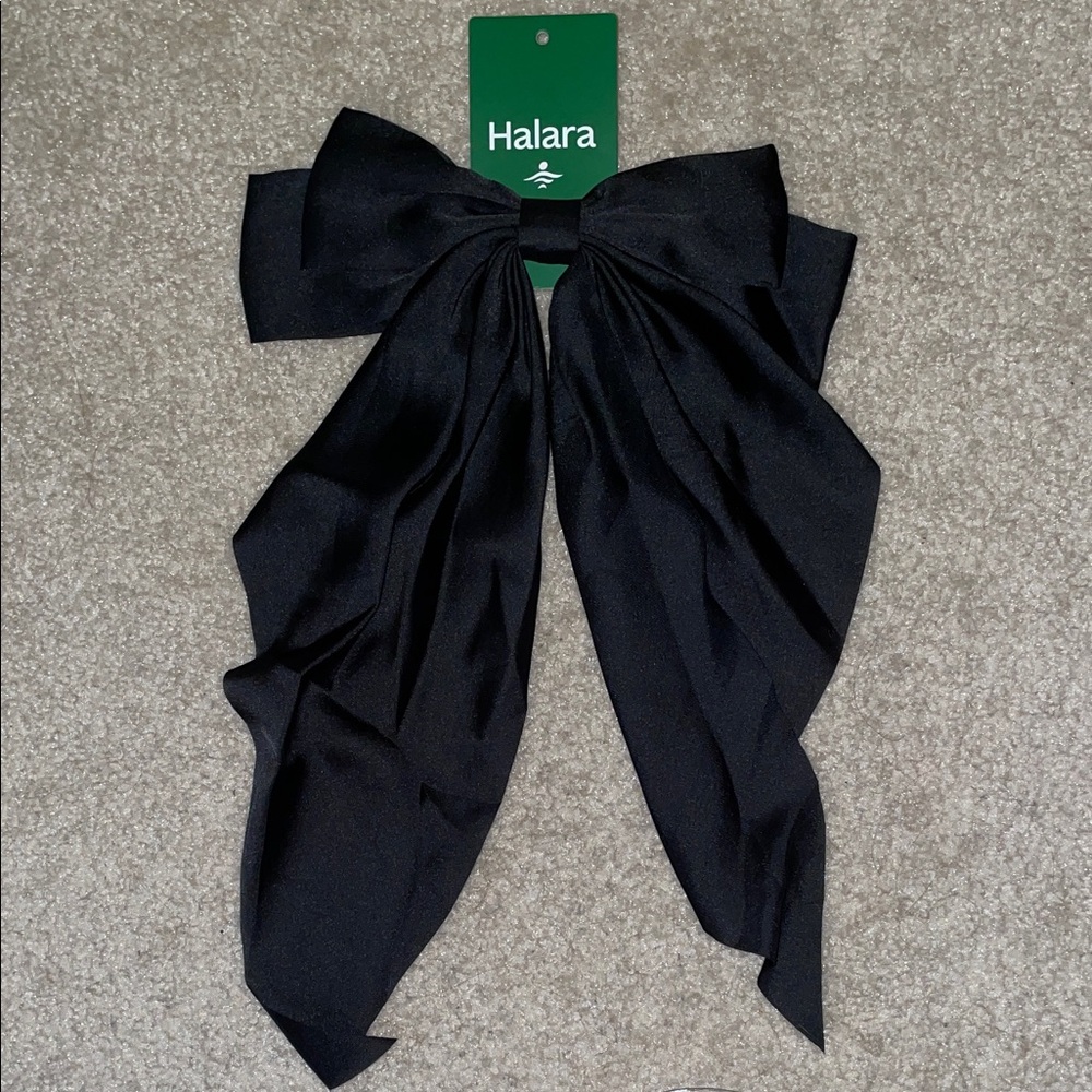 NWT HALARA Long Elegant Black Hair Bow